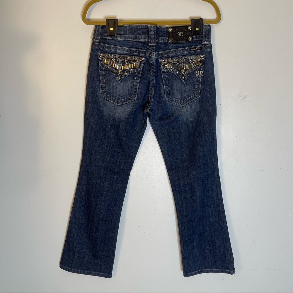 MISS ME Medium to Dark Wash Denim Embellished Boot Cut Jeans Size 30 - Picture 6 of 6